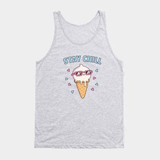 Stay Chill, Vanilla Ice Cream With Sunglasses Tank Top